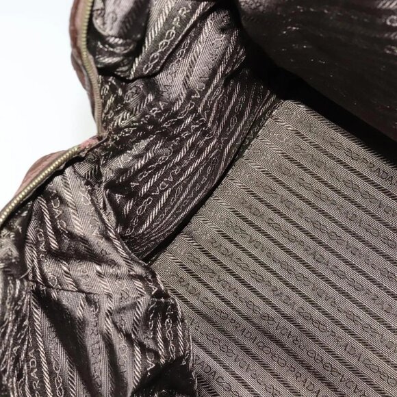 PRADA Boston Bag Nylon Brown Gold Auth sw1308 - Picture 13 of 16